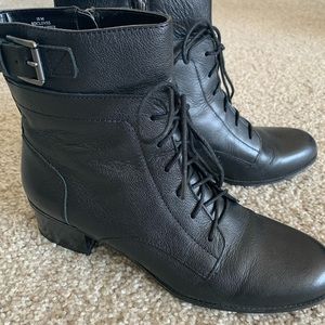 Black Leather Boots-Banderino Size 10
